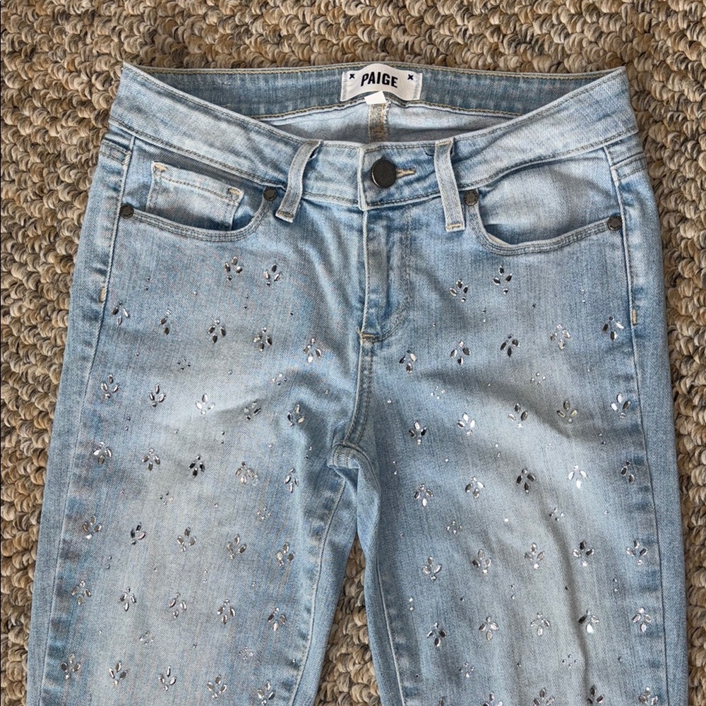 PAIGE Light Blue Verdugo Ultra Skinny Jeans with Bling!